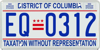 DC license plate EQ0312