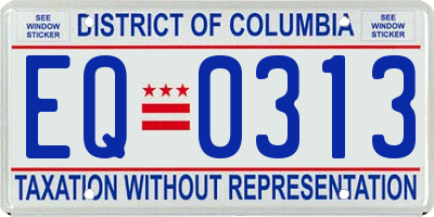 DC license plate EQ0313