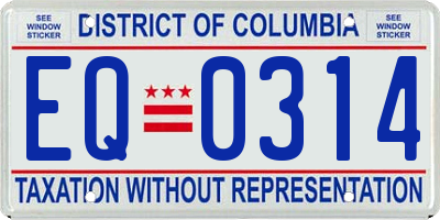 DC license plate EQ0314