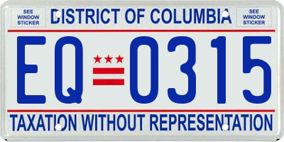 DC license plate EQ0315