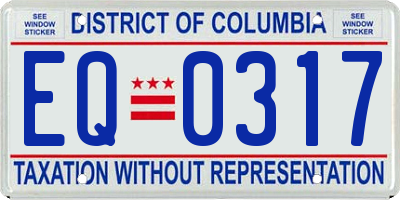 DC license plate EQ0317