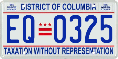 DC license plate EQ0325