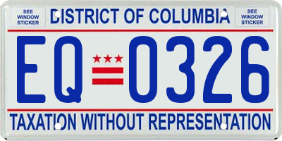 DC license plate EQ0326