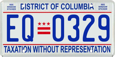 DC license plate EQ0329