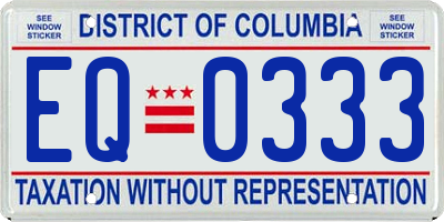 DC license plate EQ0333