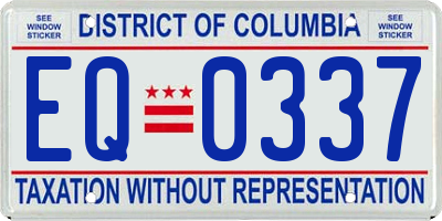 DC license plate EQ0337