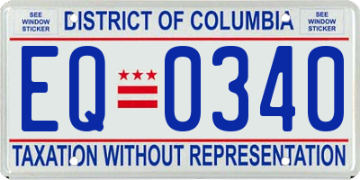 DC license plate EQ0340