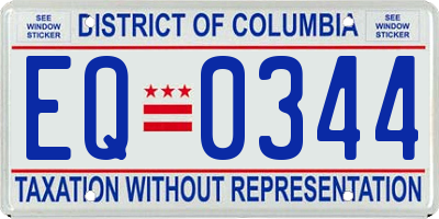 DC license plate EQ0344