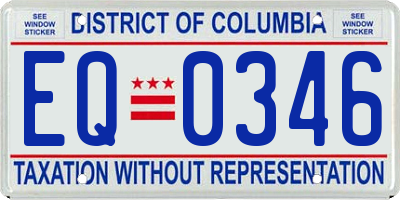 DC license plate EQ0346