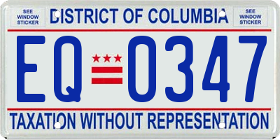 DC license plate EQ0347