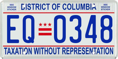 DC license plate EQ0348