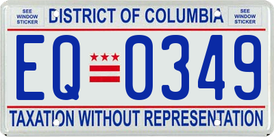 DC license plate EQ0349