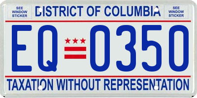 DC license plate EQ0350