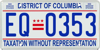 DC license plate EQ0353