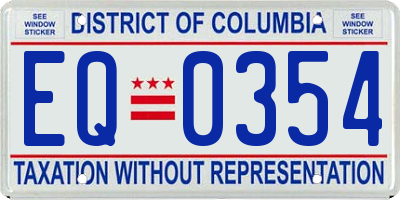 DC license plate EQ0354