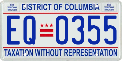 DC license plate EQ0355