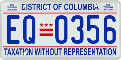 DC license plate EQ0356