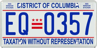 DC license plate EQ0357