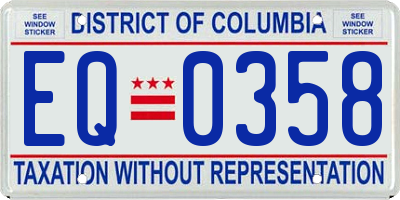 DC license plate EQ0358