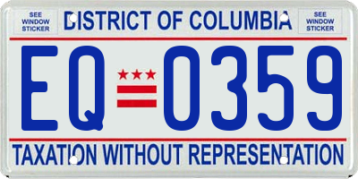 DC license plate EQ0359