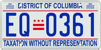 DC license plate EQ0361