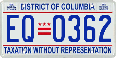 DC license plate EQ0362