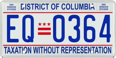 DC license plate EQ0364