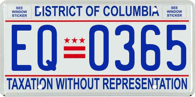DC license plate EQ0365