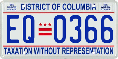 DC license plate EQ0366