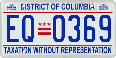 DC license plate EQ0369