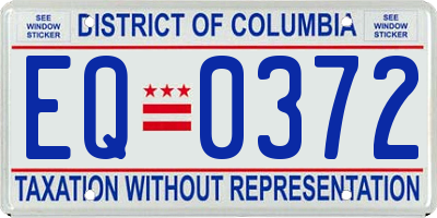 DC license plate EQ0372