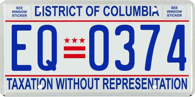 DC license plate EQ0374