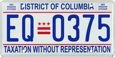 DC license plate EQ0375
