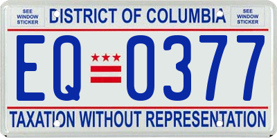 DC license plate EQ0377
