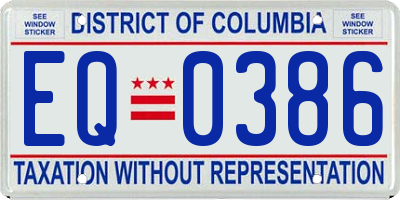 DC license plate EQ0386