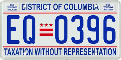 DC license plate EQ0396