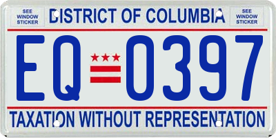 DC license plate EQ0397