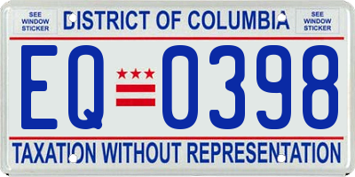 DC license plate EQ0398