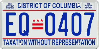 DC license plate EQ0407