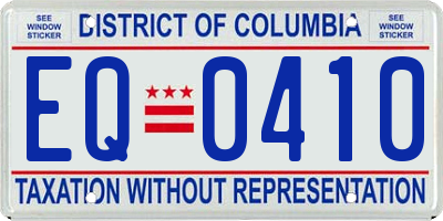 DC license plate EQ0410