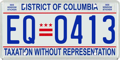 DC license plate EQ0413
