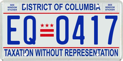 DC license plate EQ0417
