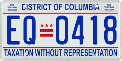 DC license plate EQ0418