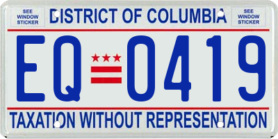 DC license plate EQ0419