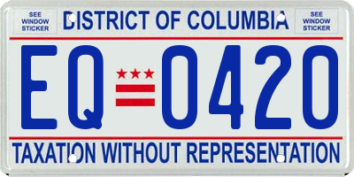 DC license plate EQ0420