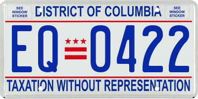 DC license plate EQ0422