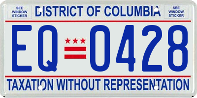 DC license plate EQ0428