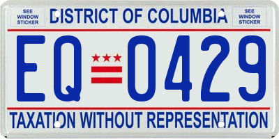 DC license plate EQ0429