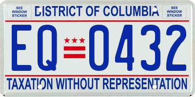 DC license plate EQ0432
