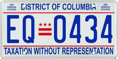 DC license plate EQ0434